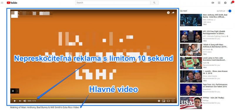 Nepreskočiteľná video reklama youtube